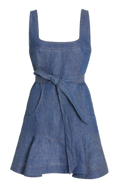 Shop Alexis Women's Makaya Linen-chambray Mini Dress In Blue