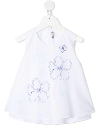 Shop Il Gufo Floral-embroidered Sleeveless Blouse In White