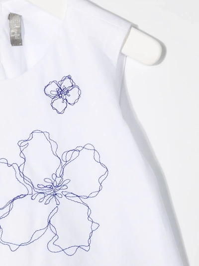 Shop Il Gufo Floral-embroidered Sleeveless Blouse In White