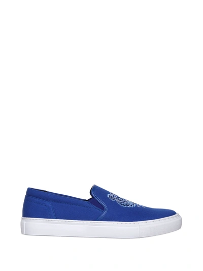 Shop Kenzo Slip-on Sneakers In Canvas In Royal Blue
