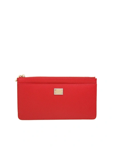 Shop Dolce & Gabbana Card Holder In Red Leather