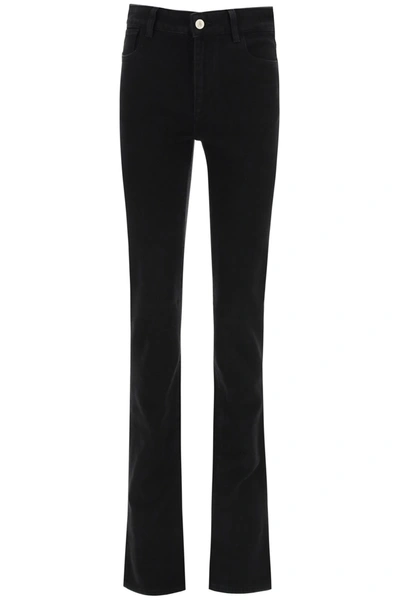 Shop Attico Slim Jeans With Flared Hem In Nero