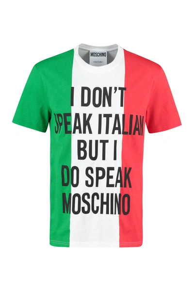 Shop Moschino Printed Cotton T-shirt In Multicolor