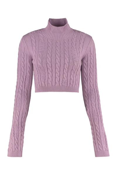 Shop Gcds Wool Blend Turtleneck Sweater In Purple