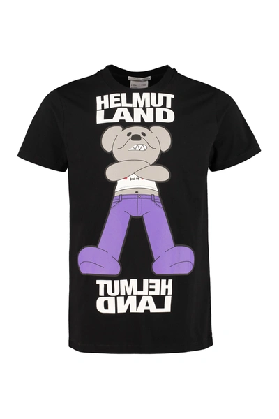 Shop Helmut Lang Printed Cotton T-shirt In Black