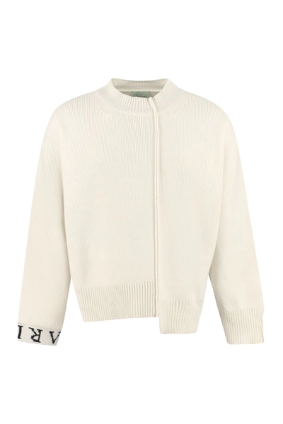 Shop Aries Reconstructed Ribbed Crew-neck Sweater In Panna