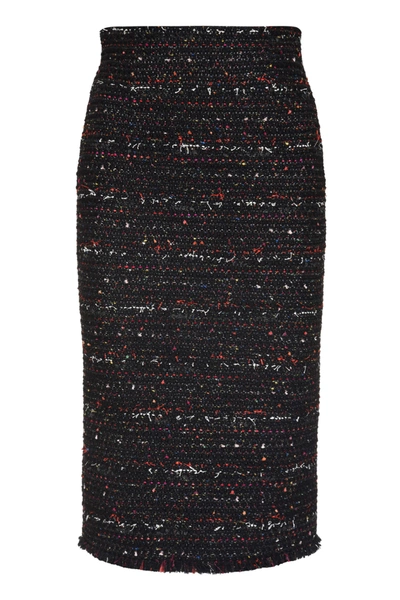 Shop Alexander Mcqueen Tweed Sheath Skirt In Black