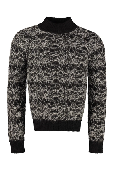 Shop Saint Laurent Long Sleeve Sweater In Black