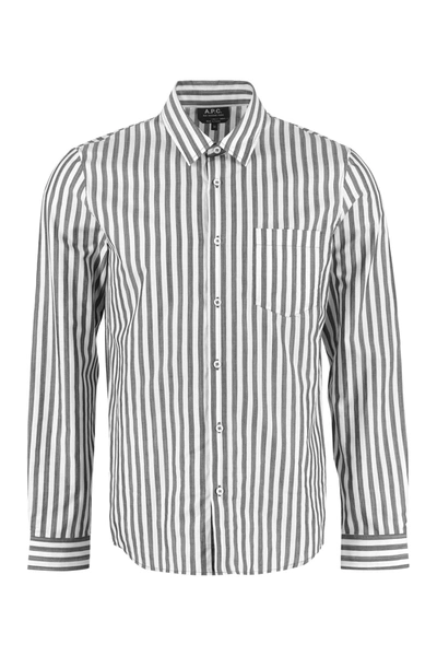 Shop Apc Anton Striped Cotton Shirt In White