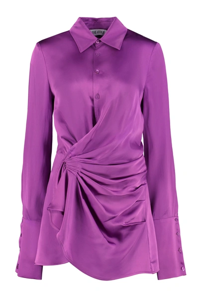 Shop Attico Satin Shirtdress In Purple
