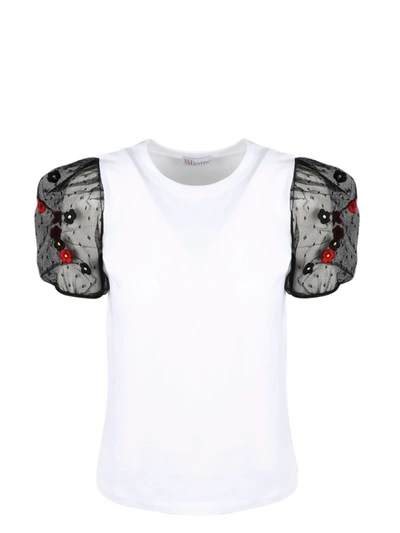 Shop Red Valentino Embroidered T-shirt In White