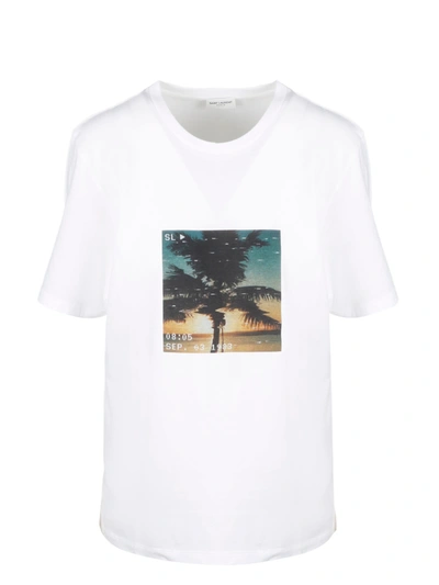 Shop Saint Laurent Vhs Sunset T-shirt In White