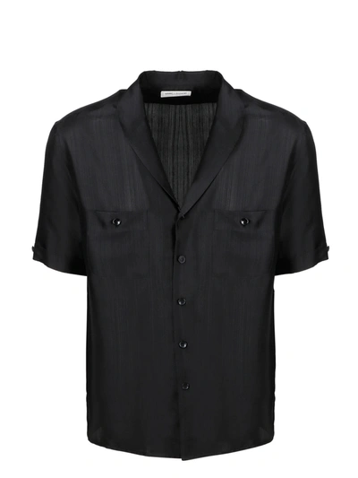 Shop Saint Laurent Silk Voile Shirt In Black