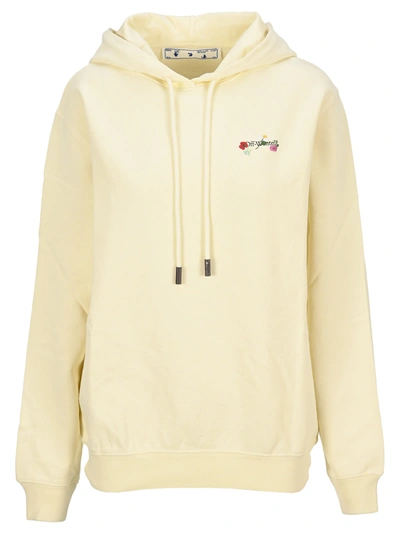 Shop Off-white Off White Flowers Arrows Hoodie In Beige