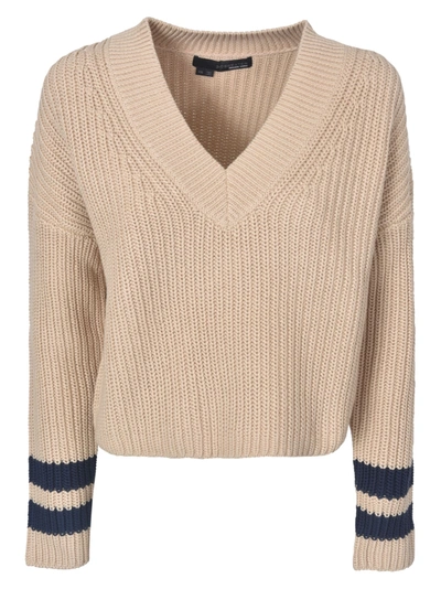 Shop 360 Sweater V-neck Woven Sweatshirt In Putty/navy