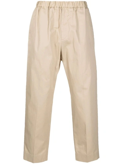 Shop Jil Sander Beige Cotton Trousers