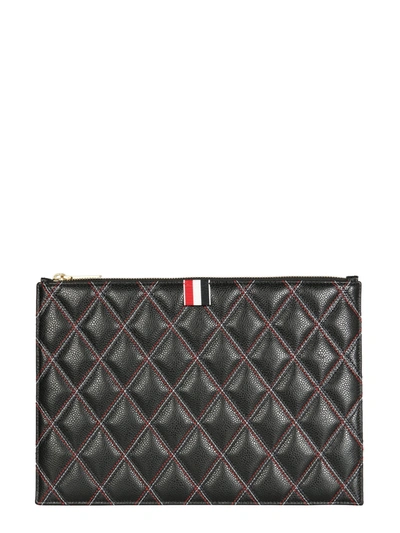 Shop Thom Browne Small Document Holder With Logo In Nero