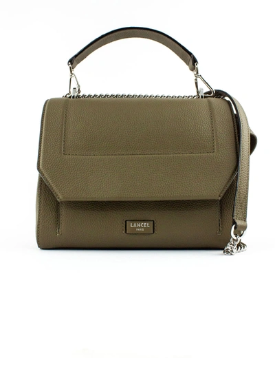 Shop Lancel Khaki Leather Shoulder Bag In Verde