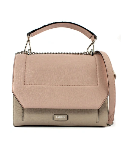 Shop Lancel Beige And Pink Leather Shoulder Bag In Rosa