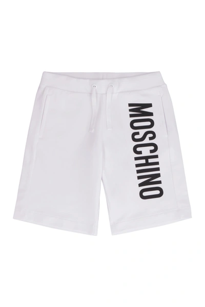 Shop Moschino Logo Print Sweatshorts In White