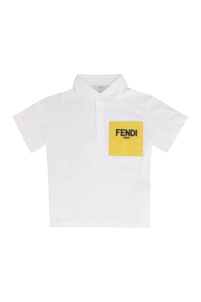 Shop Fendi Chest-pocket Cotton Polo Shirt In White