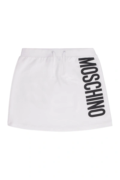 Shop Moschino Logo Cotton Mini-skirt In White