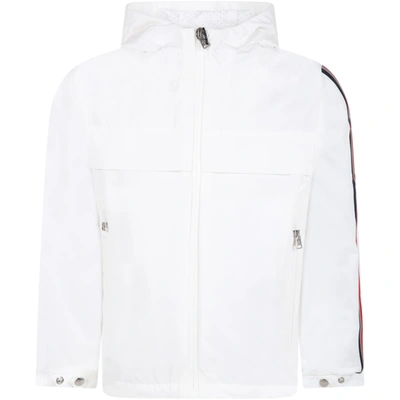 Shop Moncler White Vaug Jacket For Kids With Logo