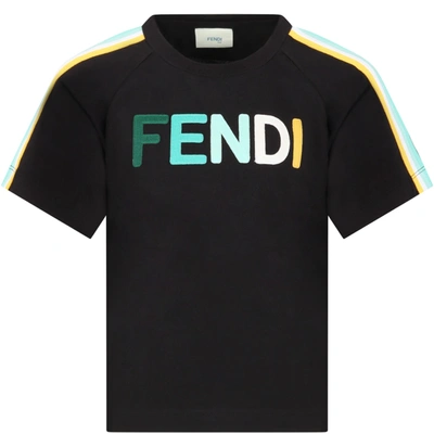 Shop Fendi Black T-shirt For Kids With Logo