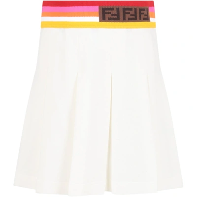 Shop Fendi White Skirt For Girl
