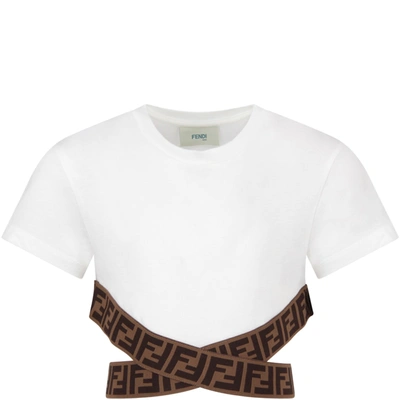 Shop Fendi White T-shirt With Double Ff For Girl