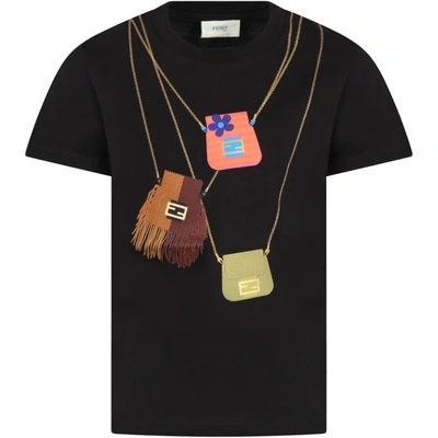 Shop Fendi Black T-shirt For Girl With Bags
