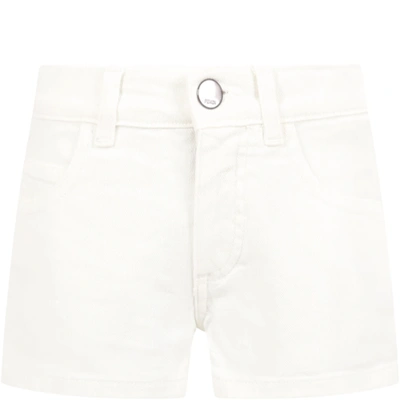 Shop Fendi White Short For Girl With Iconic Double Ff