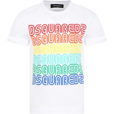 Shop Dsquared2 White T-shirt For Boy With Logos