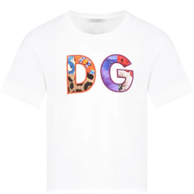 Shop Dolce & Gabbana White T-shirt For Girl With Logo