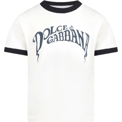 Shop Dolce & Gabbana White T-shirt For Boy With Logo