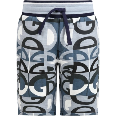 Shop Dolce & Gabbana Light Blue Short For Boy With Logos