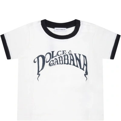 Shop Dolce & Gabbana White T-shirt For Babyboy With Logo