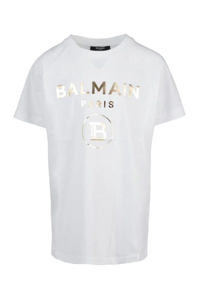 Shop Balmain T-shirt In Or Bianco Oro