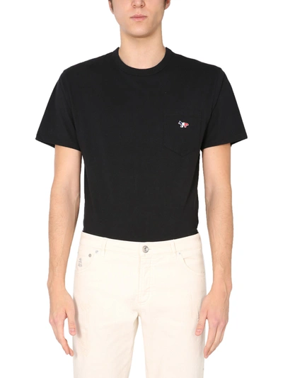 Shop Maison Kitsuné Crew Neck T-shirt In Black