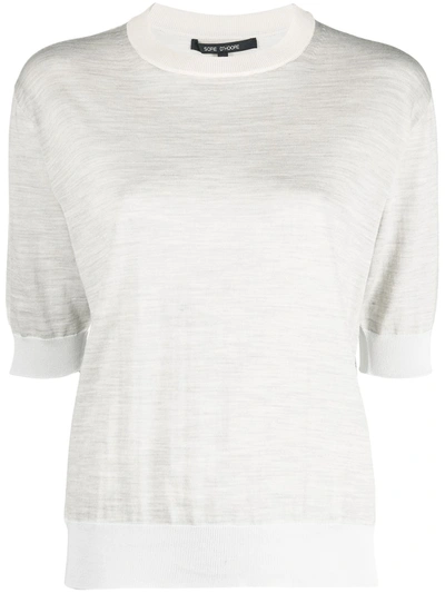 Shop Sofie D'hoore Muse Mélange Knit Short-sleeve Top In Grey