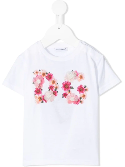 Shop Dolce & Gabbana Floral Logo T-shirt In White