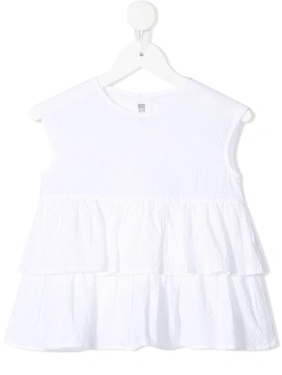 Shop Il Gufo Ruffle-trim Sleeveless Blouse In White