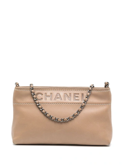 Pre-owned Chanel 2004 Logo-embossed Clutch Bag In Brown
