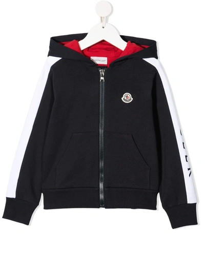 Shop Moncler Logo-patch Hoodie In Blue