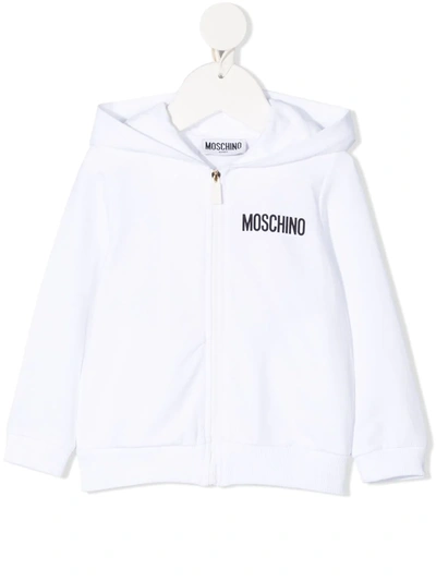 Shop Moschino Teddy Bear-print Zip-up Hoodie In White