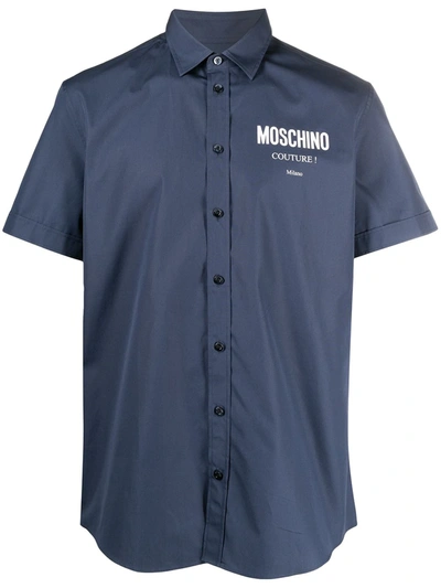 Shop Moschino Couture Logo-print Shirt In Blue