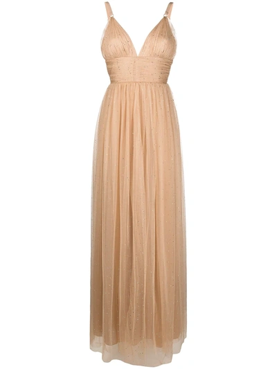 Shop Maria Lucia Hohan Fabiana Sequin-embellished Tulle Maxi Dress In Neutrals