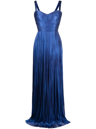 Shop Maria Lucia Hohan Georgia Plissé-effect Maxi Dress In Blue