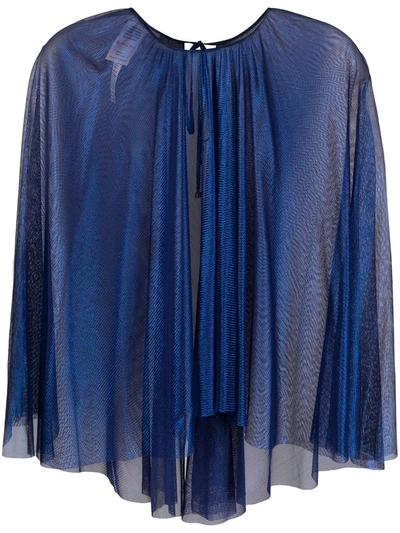 Shop Maria Lucia Hohan Cape-style Silk Blouse In Blue