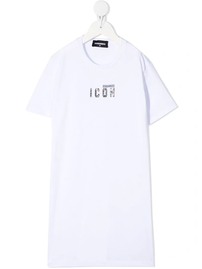 Shop Dsquared2 Icon-print T-shirt Dress In White
